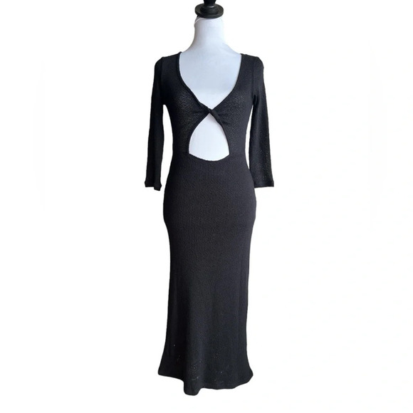 ViX Paula Hermanny Black Ana Mid Length Cover Up Dress Women’s Size S NWT - Picture 3 of 11